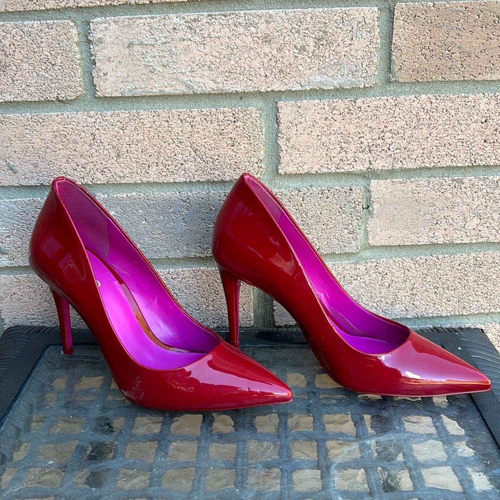 Red pump heels